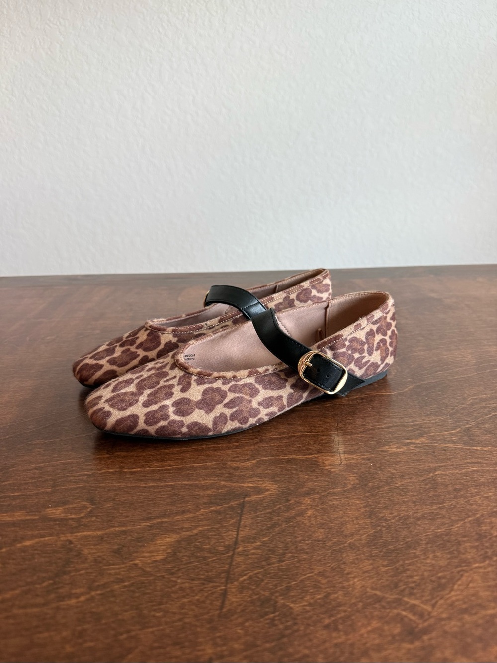 Old Navy Leopard Print Mary Jane Flats with Black Strap